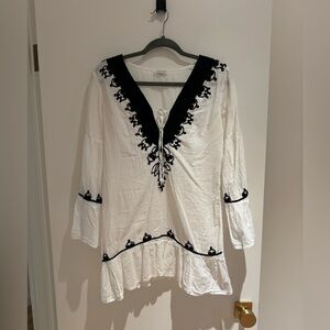 Debbie Katz white / black swimsuit cover up, size XS